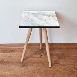 Hanah Home Mesa Auxiliar Shp161 - Blanco, Dorado y Gris